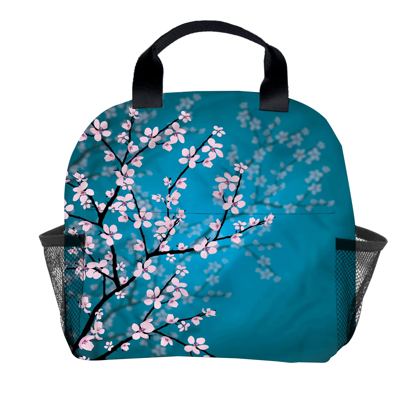 Cherry Blossom Blue Insulated Lunch Bag - Reusable Thermal Cooler Tote with Zipper for Women & Men | Perfect for Office, School, Picnic & Outdoor Meal Prep | Keeps Food Fresh & Cool