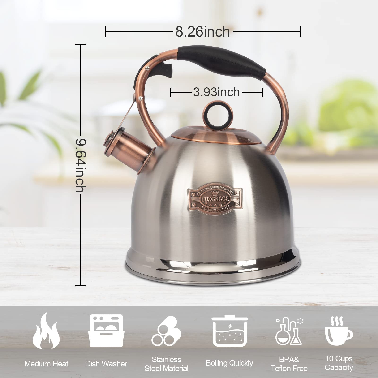 Premium Stainless Steel Whistling Tea Kettle - 3.0 Quart Stovetop Kettle for Fast Boiling - Food Grade Safe & Durable - Perfect for Tea, Coffee & Hot Water - Ideal for Home, Office & Camping Use