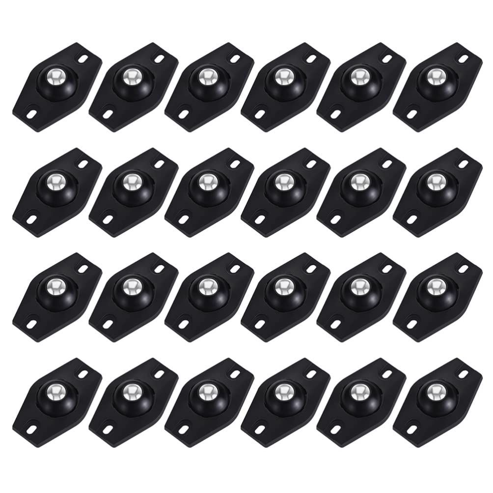 Heavy Duty Self-Adhesive Caster Wheels 360° Swivel Wheels - 24pcs Sticky Pulley for Storage Boxes, Toy Bins, Furniture & Trash Cans - Black Industrial Strength Casters for Smooth Mobility in Home & Office