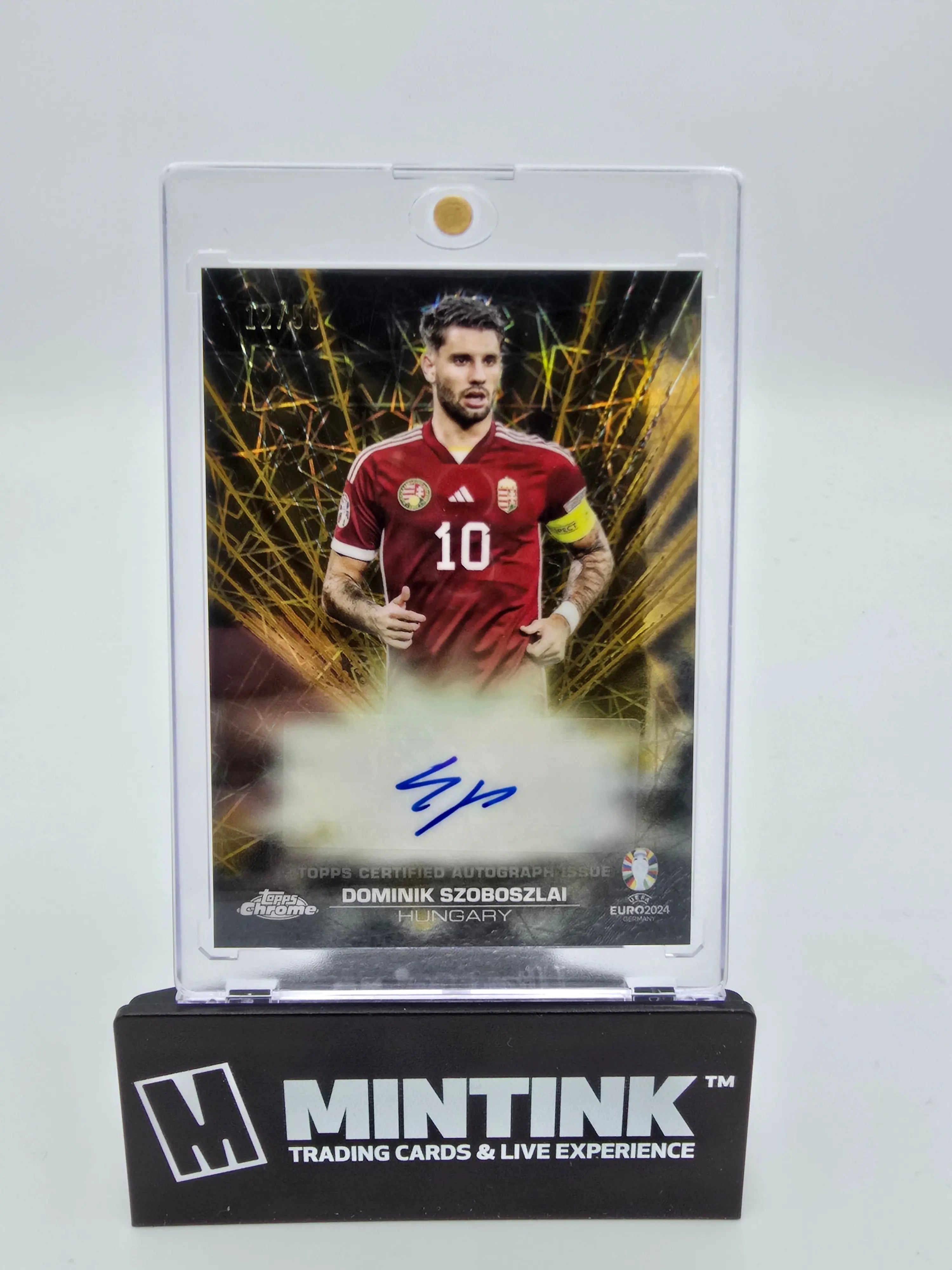 2024 Topps Chrome Soccer Euro 2024 Dominik Szoboszlai Black Lazer Autograph /50 - Rare Collectible Trading Card for Soccer Fans & Memorabilia Collectors - Perfect for Display, Investment, and Gifting