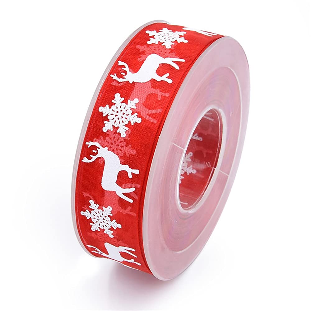 Christmas Grosgrain Ribbon 1 Inch Wide - Snowflake Santa Holiday Craft Ribbon for Gift Wrapping, Hair Bows, Wedding Decorations & DIY Crafts (Perfect for Christmas Presents, Party Decor, and Festive DIY Projects)