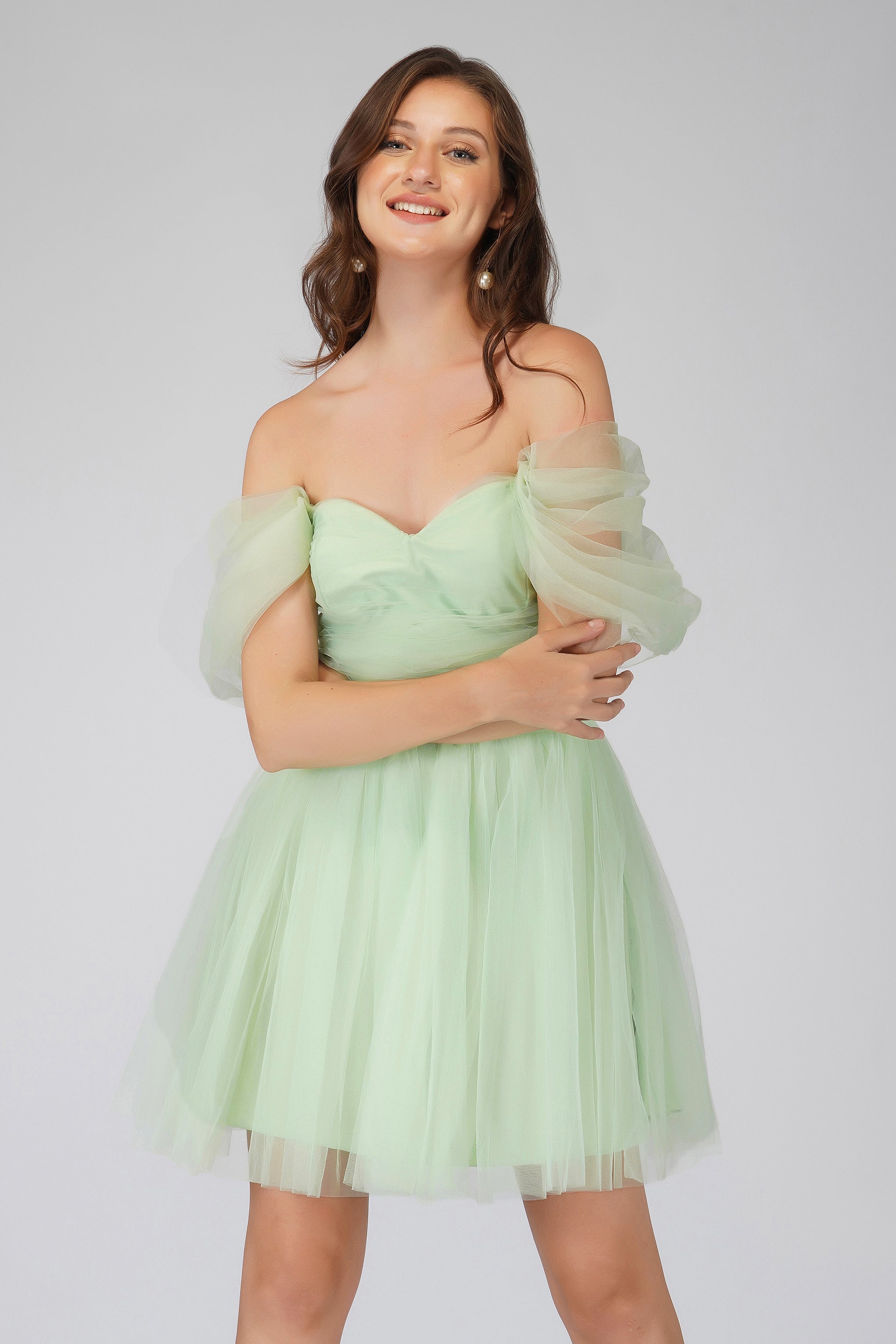 Sydney Sage Green Tulle Mini Dress for Women - Elegant Party Cocktail Dress for Weddings, Prom, Evening Events & Special Occasions