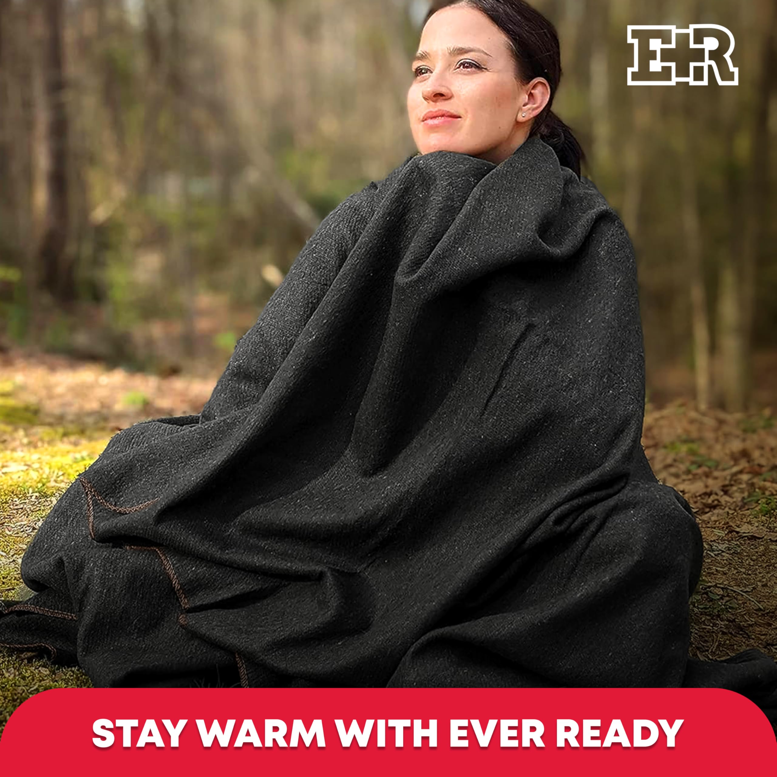 Premium Military Wool Blanket - 80% Wool for Extreme Warmth, Machine Washable - Ideal for Camping, Hiking, Emergency Survival, Outdoor Adventures, Picnics & Travel - 96