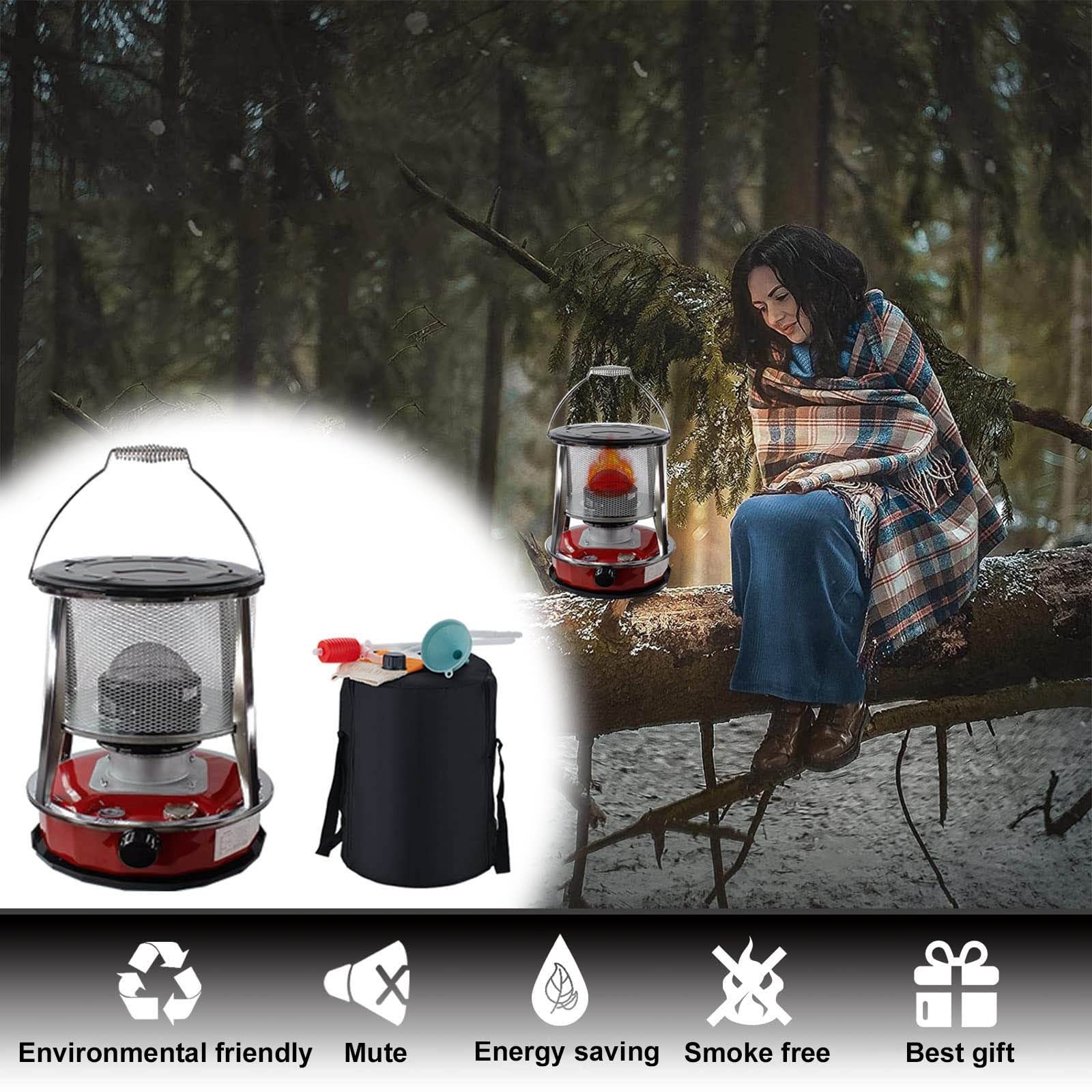 XXLL Indoor Kerosene Heater - 3-Wick Portable Kerosene Stove for Home, Camping & Fishing - Complete Accessories Included - Lightweight & Convenient Non-Electric Heating Solution - Perfect for Emergency Heating, Garage, Tent, Cabin & Outdoor Adventures (Red)