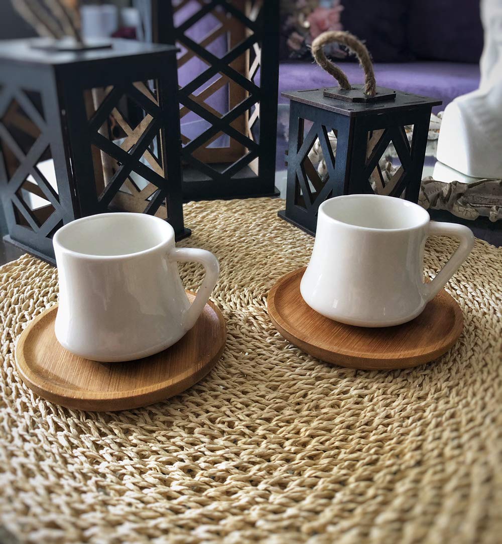 Premium Porcelain Espresso Cup Set - 2 Turkish Coffee Cups with Saucers - Authentic Demitasse for Arabic & Greek Coffee - Perfect for Home Cafes & Gift Giving