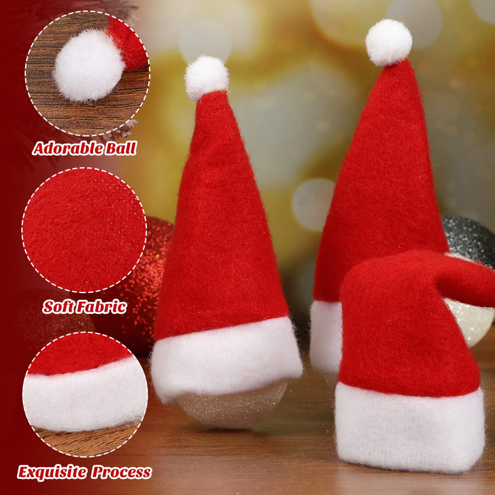 ABOOFAN 30pcs Mini Santa Hats for Christmas Crafts, Party Supplies & Decorations - Tiny Santa Hats for Wine Bottles, Silverware Holders, Table Centerpieces - Perfect for Holiday Parties, DIY Projects & Festive Home Decor