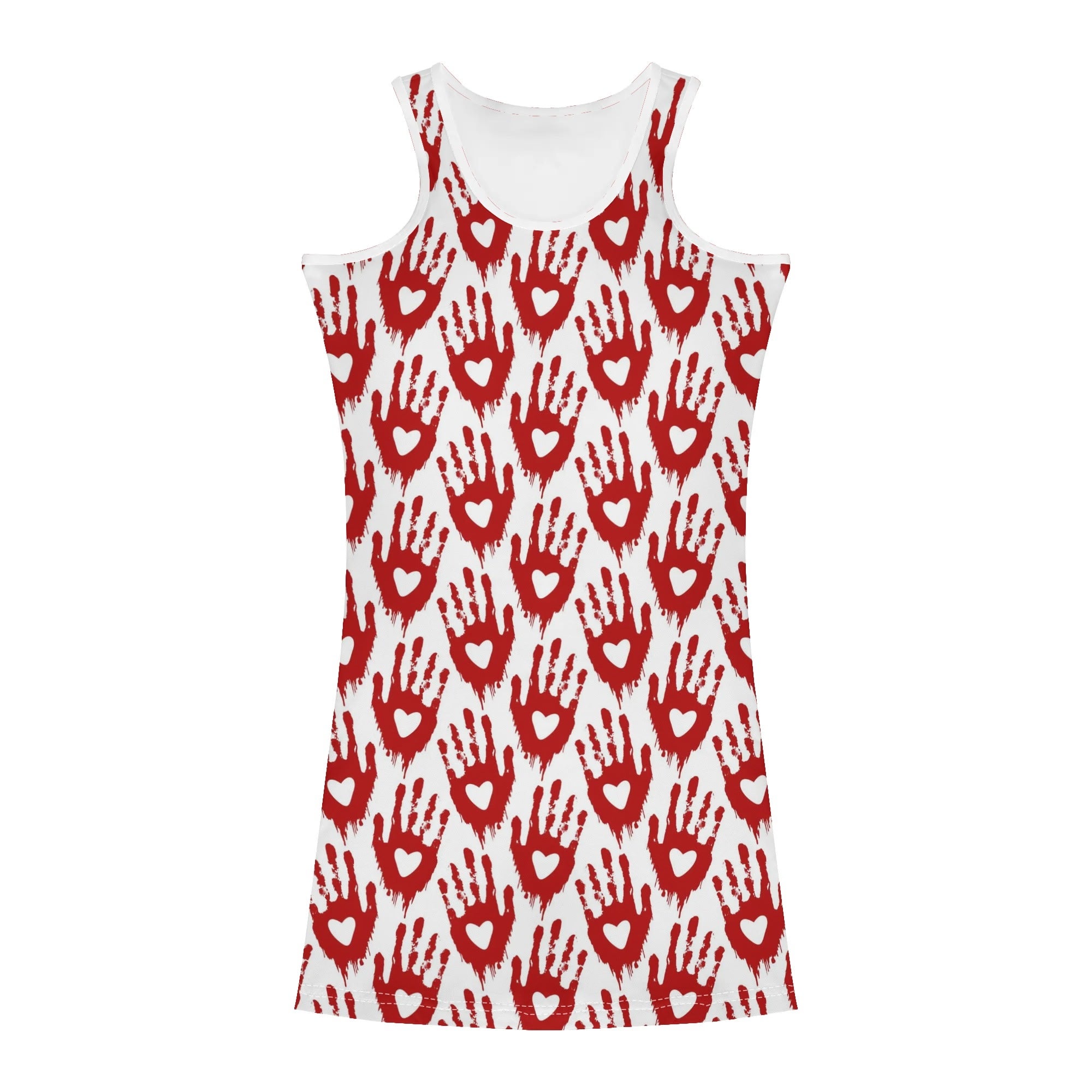 Bloody Hand Prints Mini Slim Fitted Dress - Gothic Halloween Costume, Horror Party Outfit, Cosplay Clothing for Women
