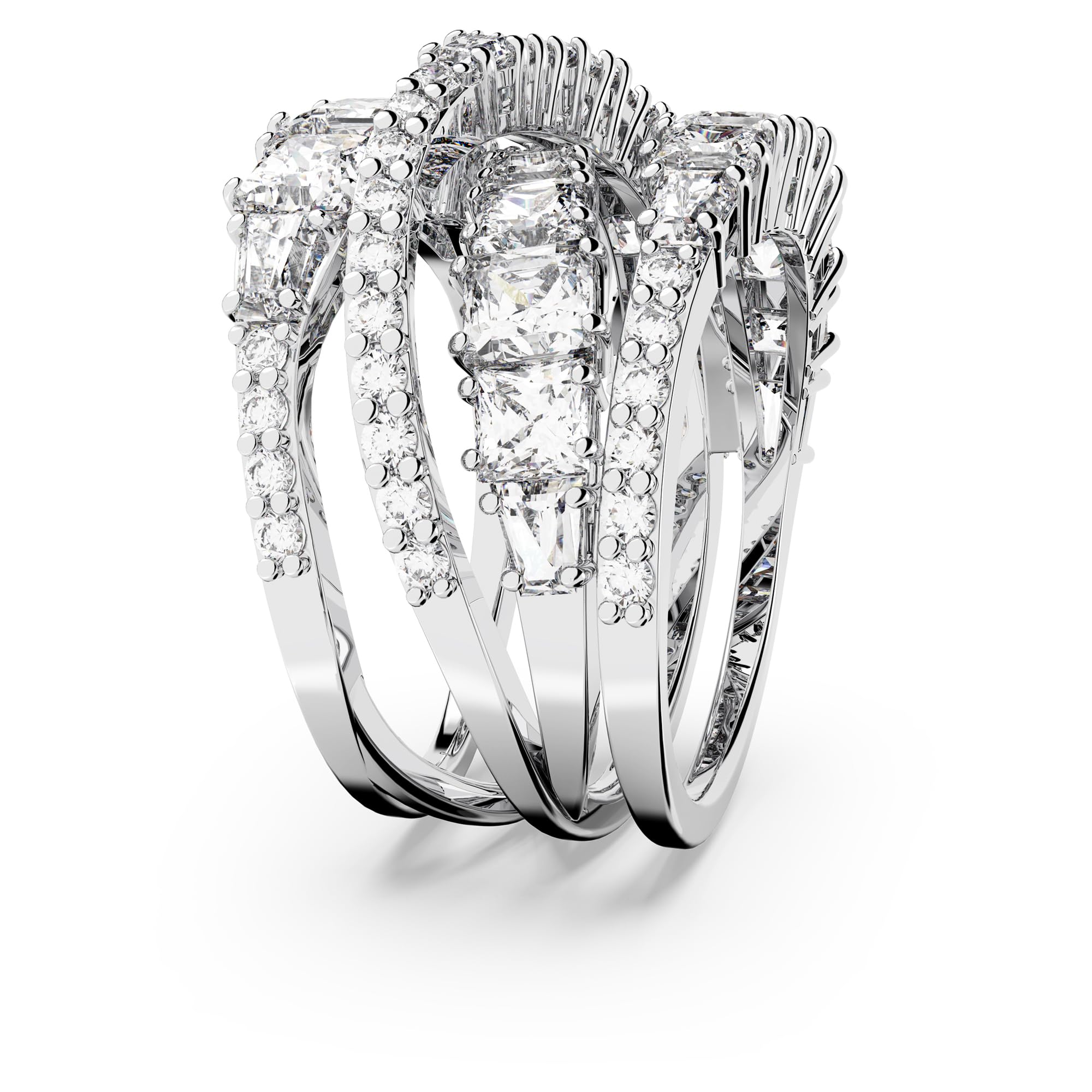 Swarovski Hypberola Ring - Mixed Cuts Clear Crystal Rhodium Plated Jewelry for Women | Elegant Gift for Anniversary, Wedding & Special Occasions