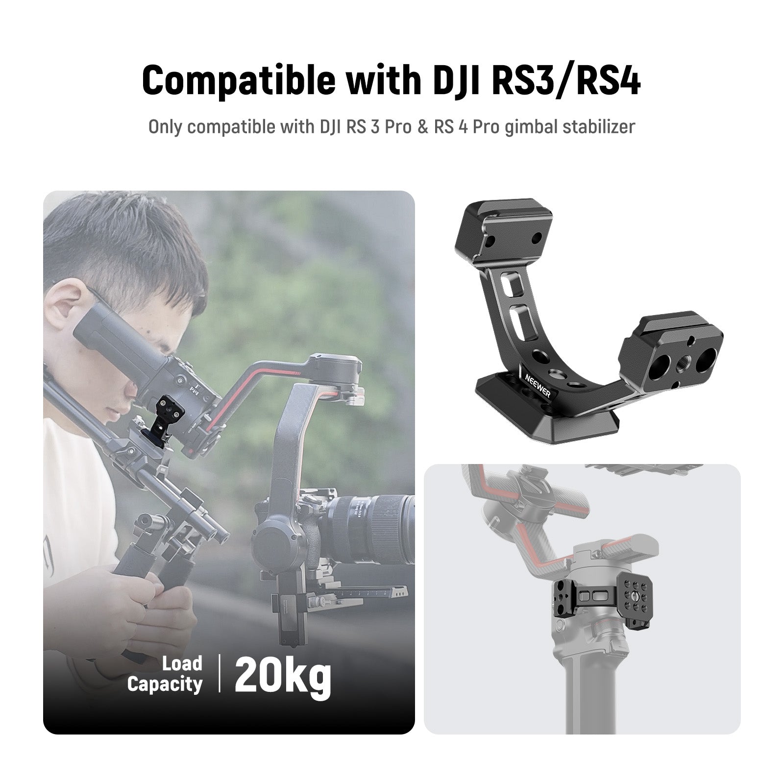NEEWER GA030/GA030P Arca Type NATO Mount Adapter Compatible with DJI RS3/RS3 Pro/RS4/RS4 Pro - Camera Stabilizer Quick Release Plate for Professional Videography & Photography
