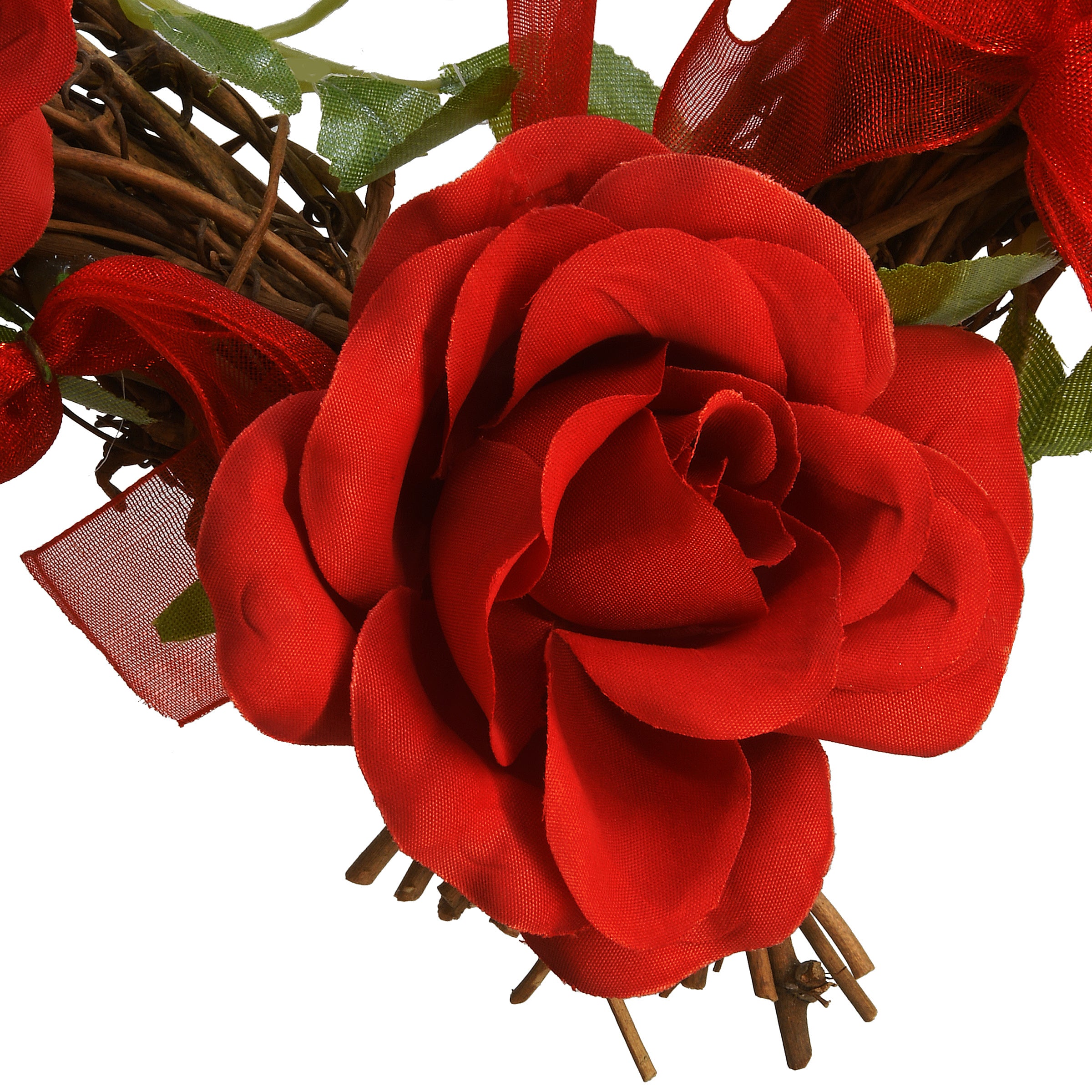 16 Inch Valentine's Day Floral Heart Rose Wreath - Romantic Home Decor for Door Wall Wedding Party Decorations