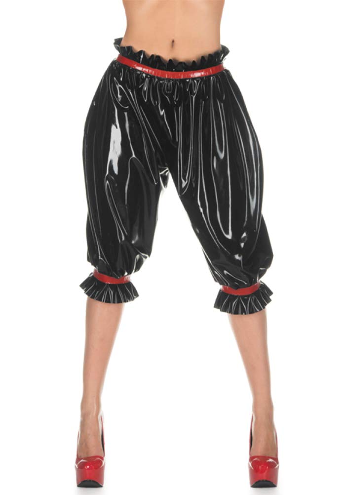 Black Latex Rubber Bloomers Pants - 0.4mm Thick High Waist Trousers for Cosplay, Fetish & Dance Performances