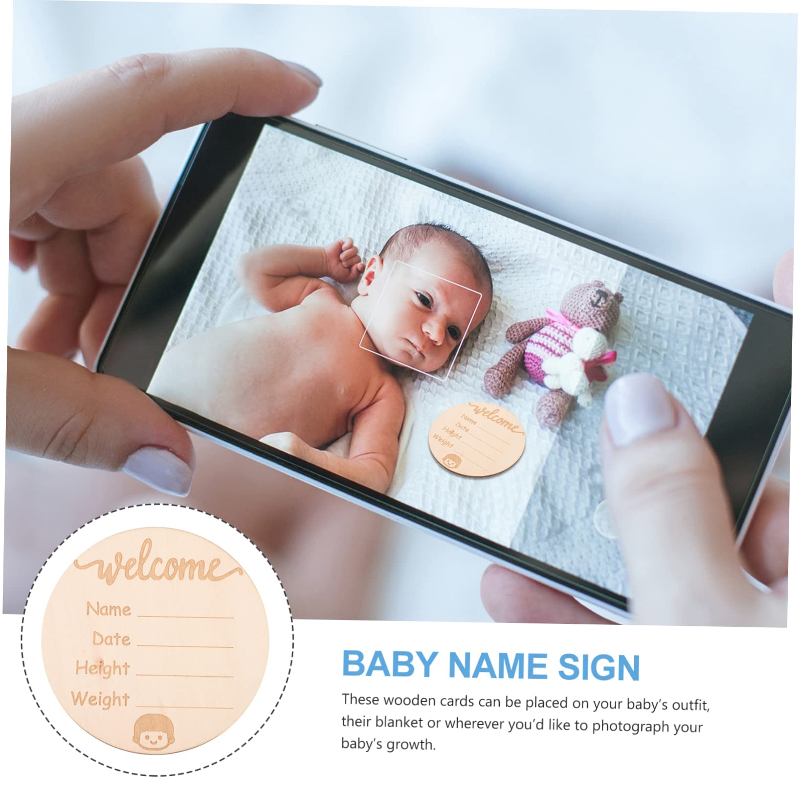 iFundom 20-Piece Wooden Name Sign Cards - Baby Birth Announcement & Milestone Discs for Showers, Gender Reveals, and Nursery Decor - Perfect for Newborn Photography and First Birthday Celebrations