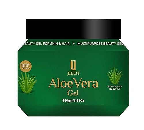 JIDEN Pure Aloe Vera Gel 250g - 100% Natural Soothing Moisturizer for Sunburn, Dry Skin & Hair Care - Perfect for After Sun, Face & Body Hydration