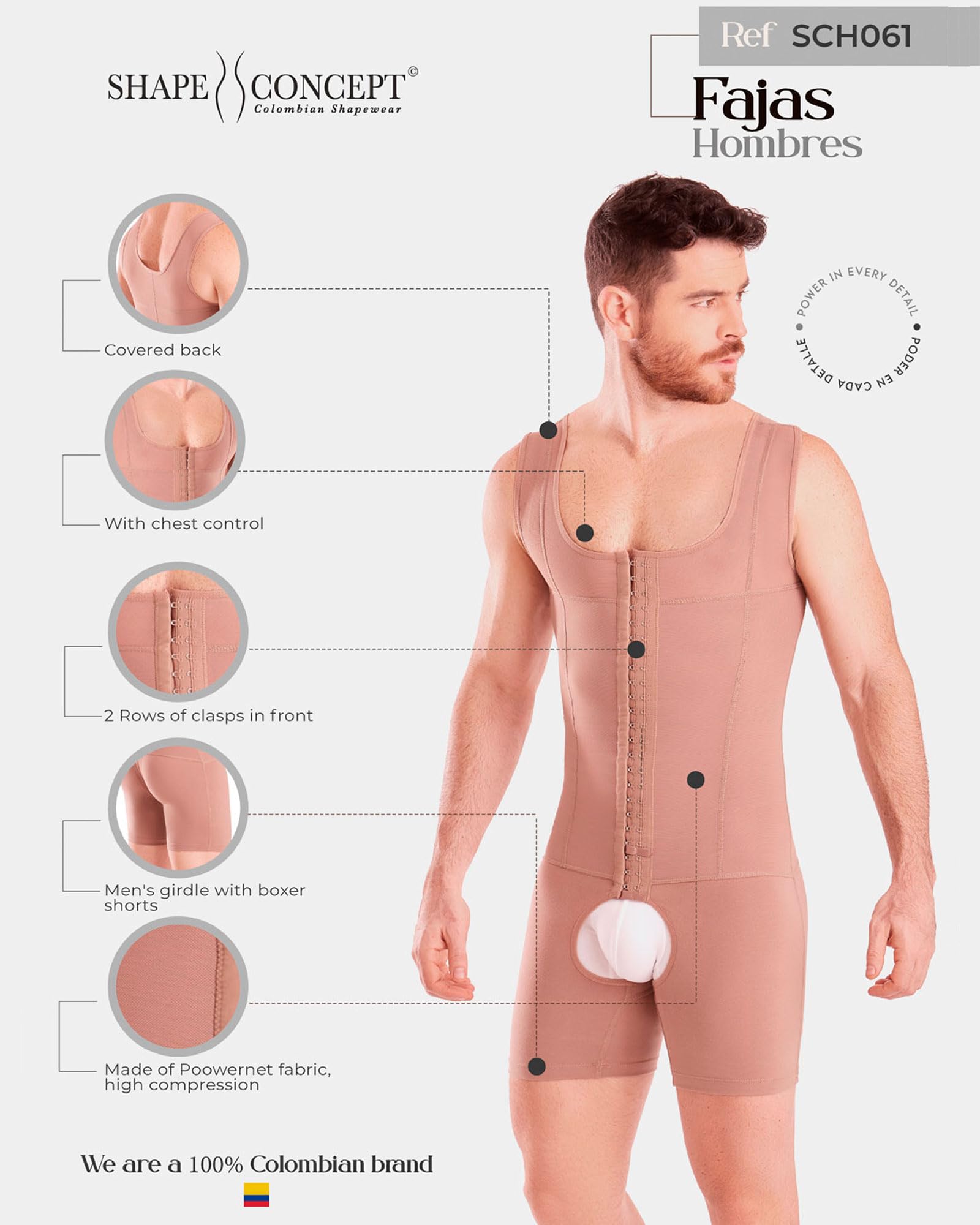SHAPE CONCEPT Colombian Men's Shapewear - Slimming Girdle for Stomach Compression & Waist Trainer | Perfect for Body Shaping, Post-Surgery Recovery & Formal Events
