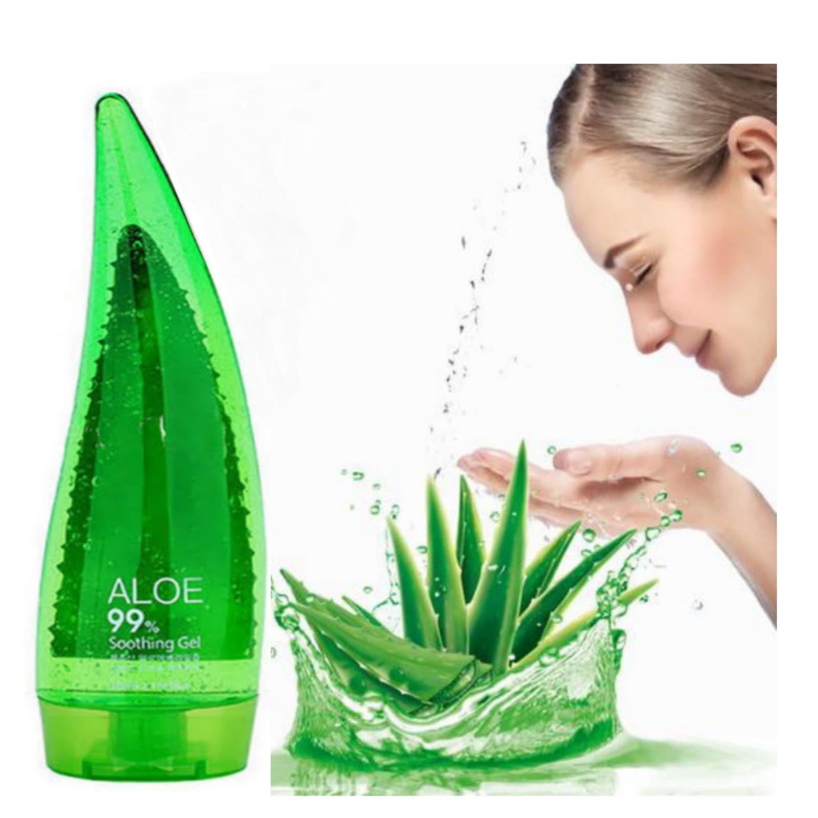 Eshope 99% Pure Aloe Vera Gel - Natural Skin Soothing & Nourishing Moisturizer for Face & Body | Sulfate-Free, Paraben-Free | 100ml Aloe Vera Gel with Free Aloe Face Wash | Perfect for Sunburn Relief, After-Sun Care & Daily Hydration