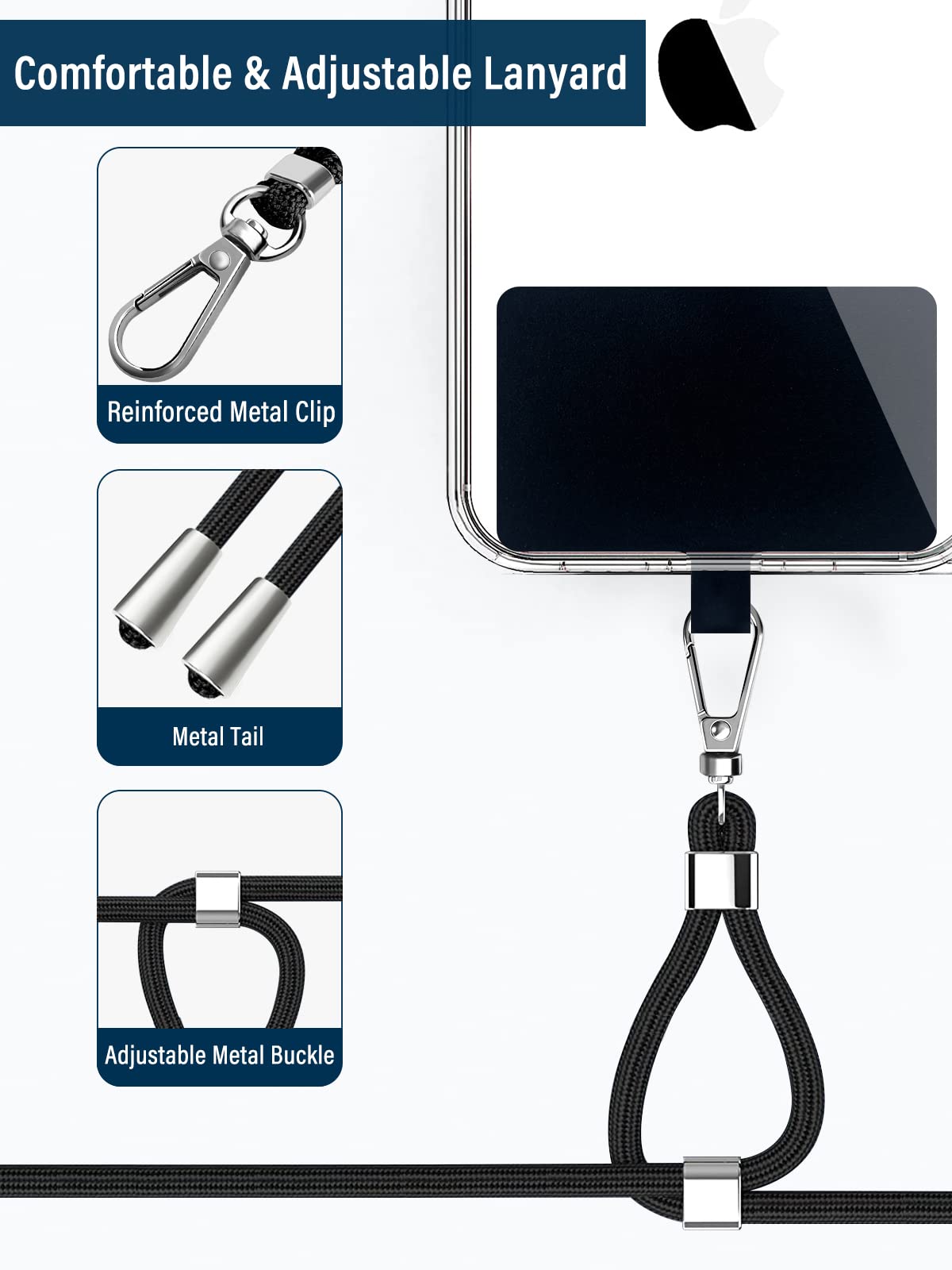 Adjustable Nylon Phone Lanyard for Smartphones - Yellow | Neck Strap for Work & Travel