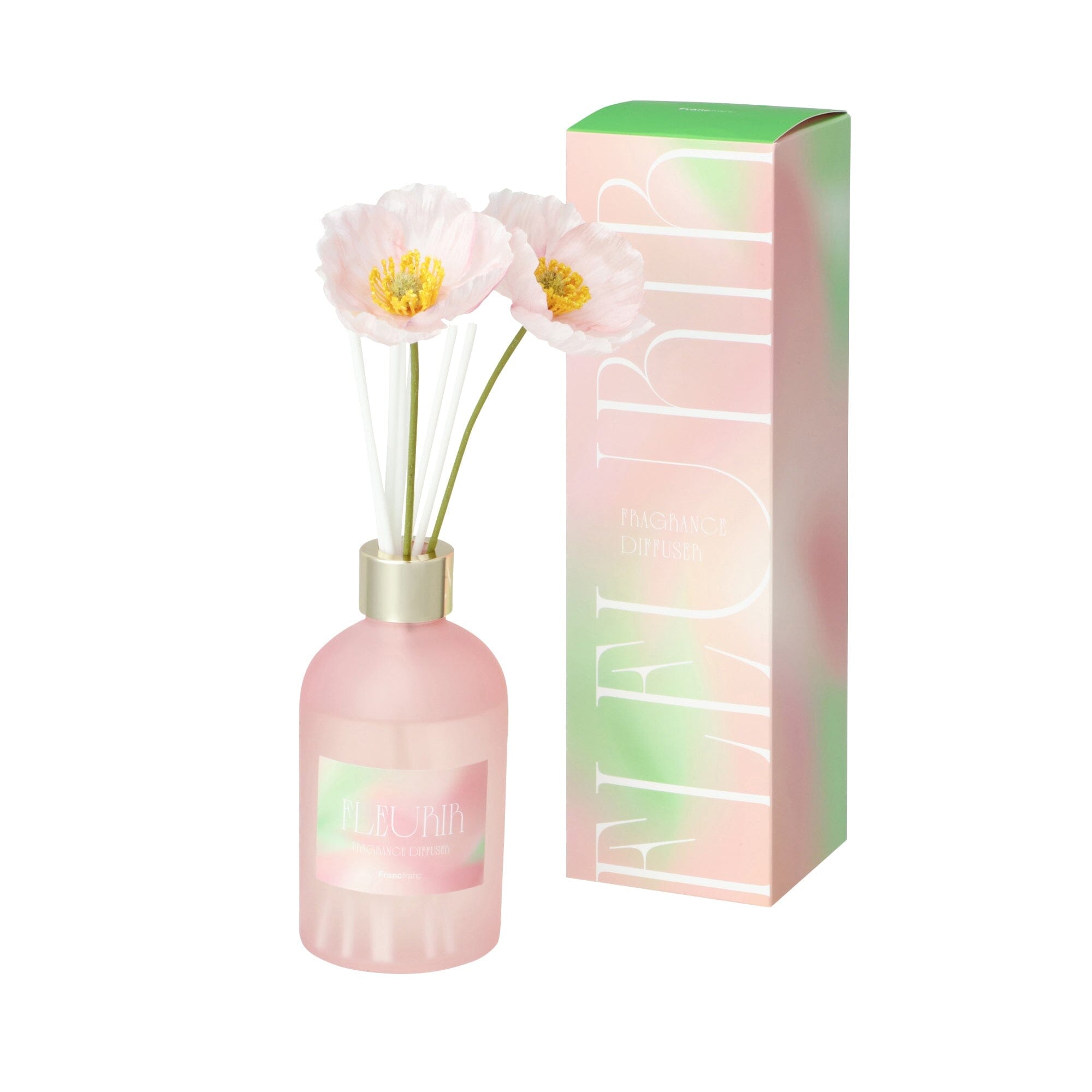 Fleurir Pink Fragrance Diffuser - Deep Amber & Floral Scented Essential Oil Reed Diffuser for Home, Office, Bedroom & Bathroom Aromatherapy