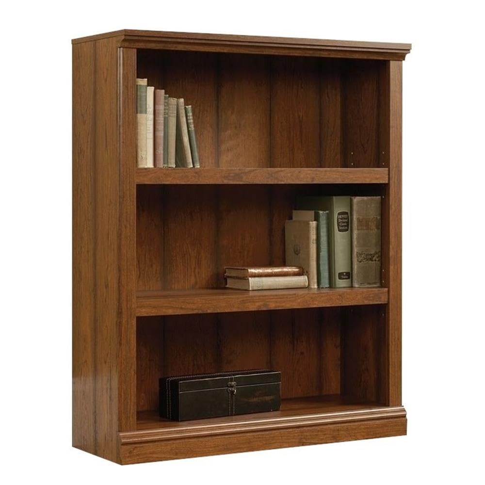 Pemberly Row 3-Shelf Bookcase in Washington Cherry - Solid Wood Bookshelf for Living Room, Bedroom, Office - Stylish Storage Solution for Books, Decor & Essentials