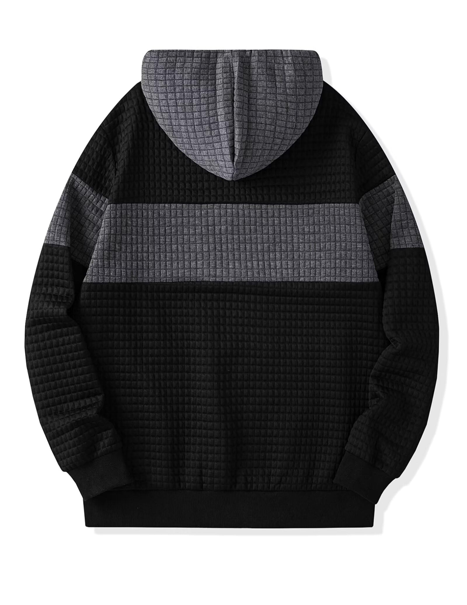 JMIERR Men's Waffle Knit Hoodie with Kangaroo Pocket - Casual Long Sleeve Pullover Sweatshirt for Outdoor Activities, Hiking & Streetwear Fashion