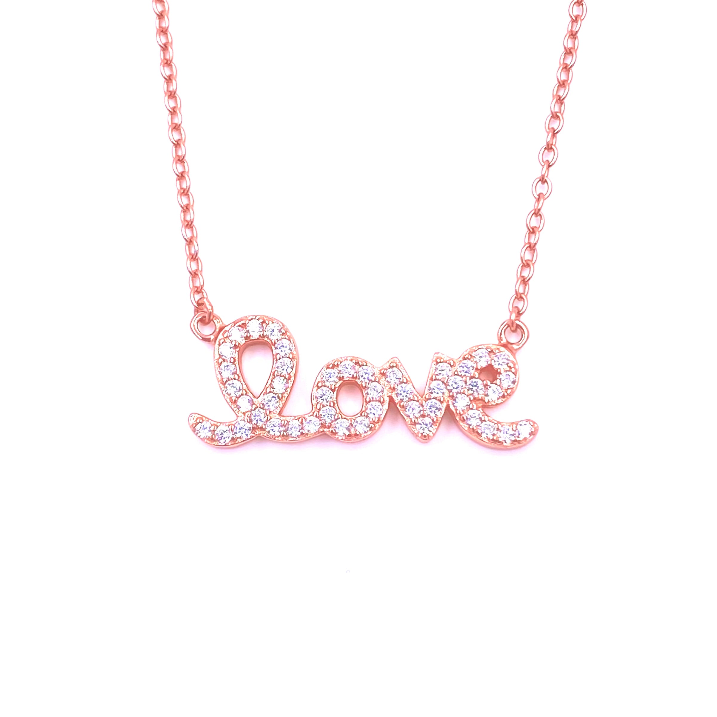 Ashley Gold Love Script CZ Necklace - Elegant Cubic Zirconia Pendant for Women | Perfect for Valentine's Day, Anniversary & Romantic Gifts