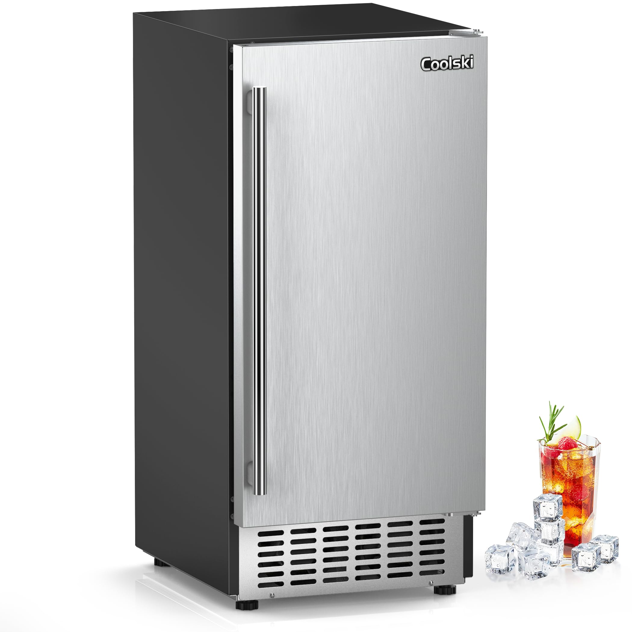 100Lbs/Day Under Counter Ice Maker Machine - Stainless Steel Built-in or Freestanding with 30LBS Storage | Commercial & Home Use | Fits 15