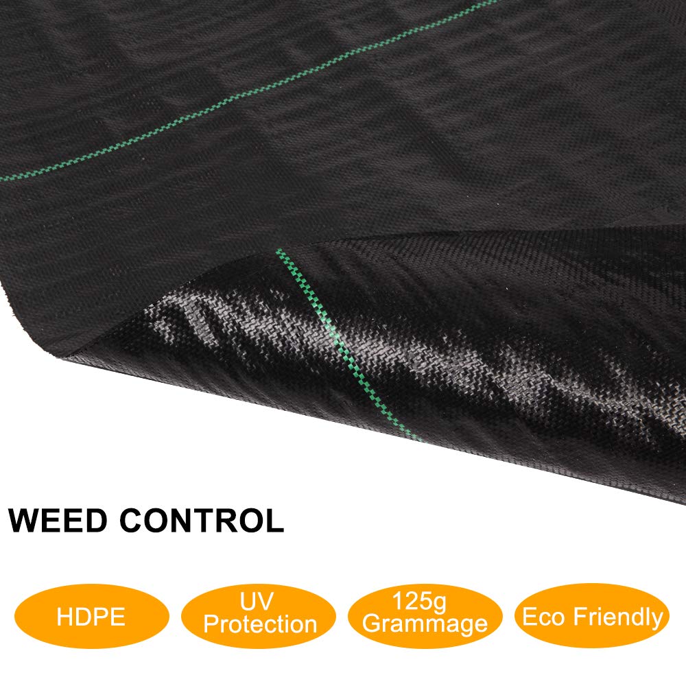 TUFFIOM Heavy Duty Weed Barrier Fabric 6.5 x 300 FT - UV Resistant Landscape Ground Cover, 125gsm/3.7OZ Durable Material for Superior Weed Control - Perfect for Greenhouse, Yard, Flower Beds, Gardens, Driveways & Pathways