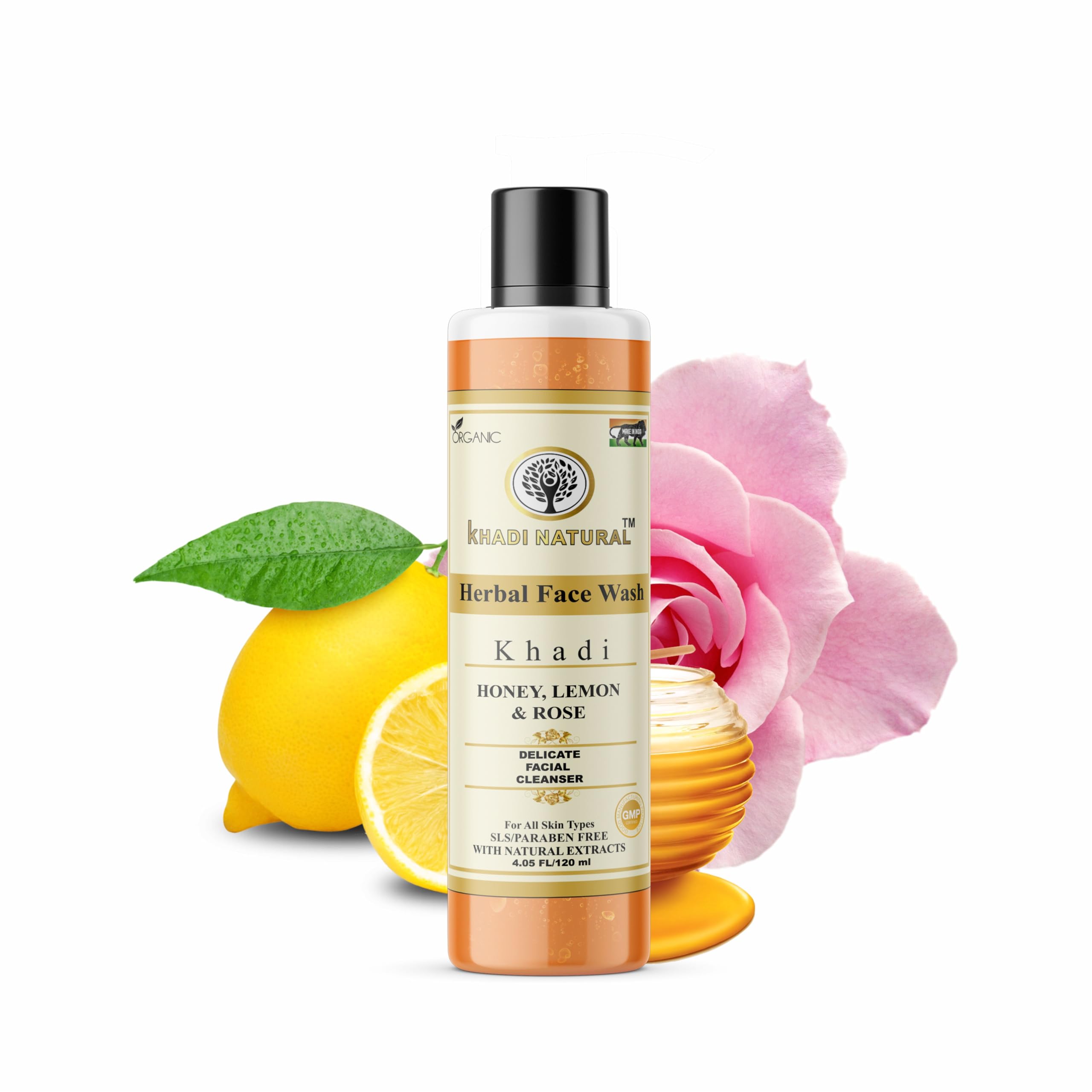 Khadi Natural Honey Lemon Rose Face Wash 120ml (Pack of 2) - Organic Cleanser for Glowing Skin, Moisturizing & Brightening - Perfect for Daily Skincare Routine & Sensitive Skin Care