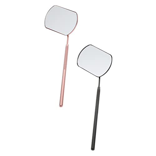 Lurrose Large Lash Mirror for Eyelash Extensions - 2 Pack Pink & Black Eyelash Extension Inspection Mirror with Stand - Perfect for Professional Lash Artists & Home Use