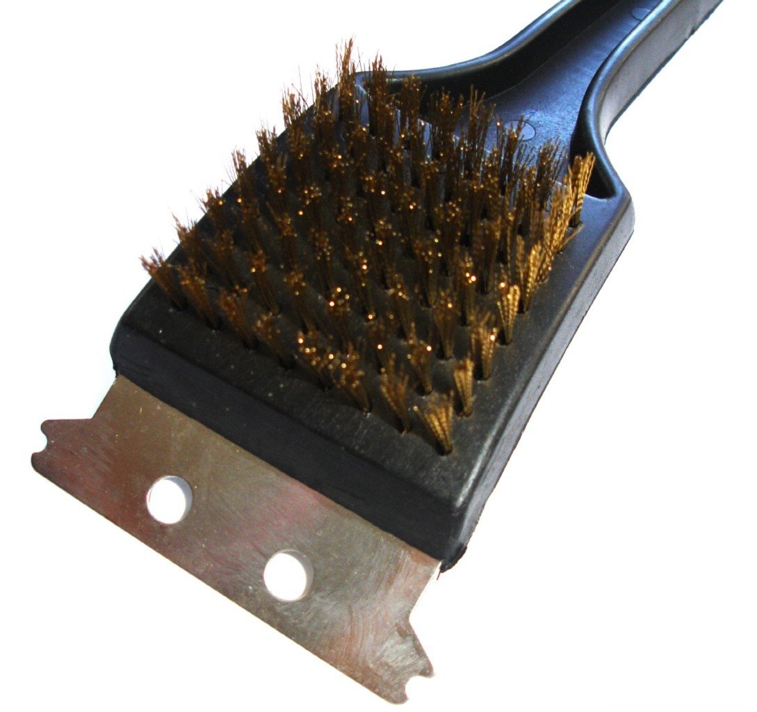 Premium BBQ Grill Brush with Brass Bristles & Scraper - Extra Long Handle for Safe Cleaning - Perfect for Gas, Charcoal Grills & Outdoor Cooking Accessories