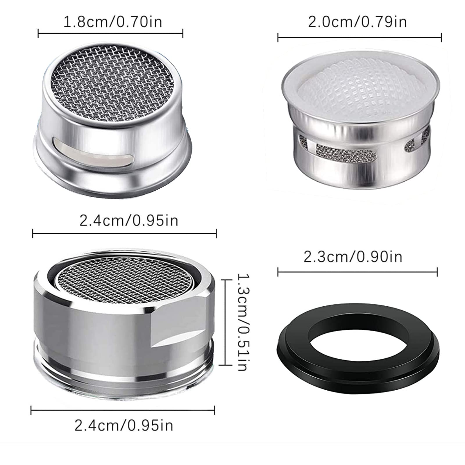 MOILINJAEY 4Pcs Faucet Aerator Kit - 15/16 Inch Male Thread Brass Aerator with Gasket for Kitchen & Bathroom Sink | Water-Saving Replacement Parts for Better Flow Control | Perfect for Home, RV, and Commercial Use