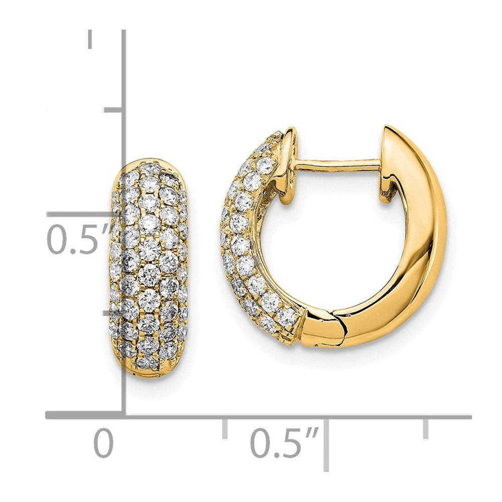 14K Gold Diamond Hinged Hoop Earrings for Women - Elegant Dangle Hoops with Sparkling Stones - Perfect for Parties, Weddings & Date Nights - Model EM5391