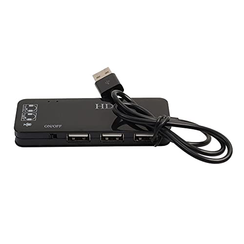 Echwave 3-Port USB 2.0 Hub with 7.1 Channel Sound Card - External USB Audio Adapter for PC, Headset & Microphone - Black | Perfect for Gaming, Streaming & Conference Calls