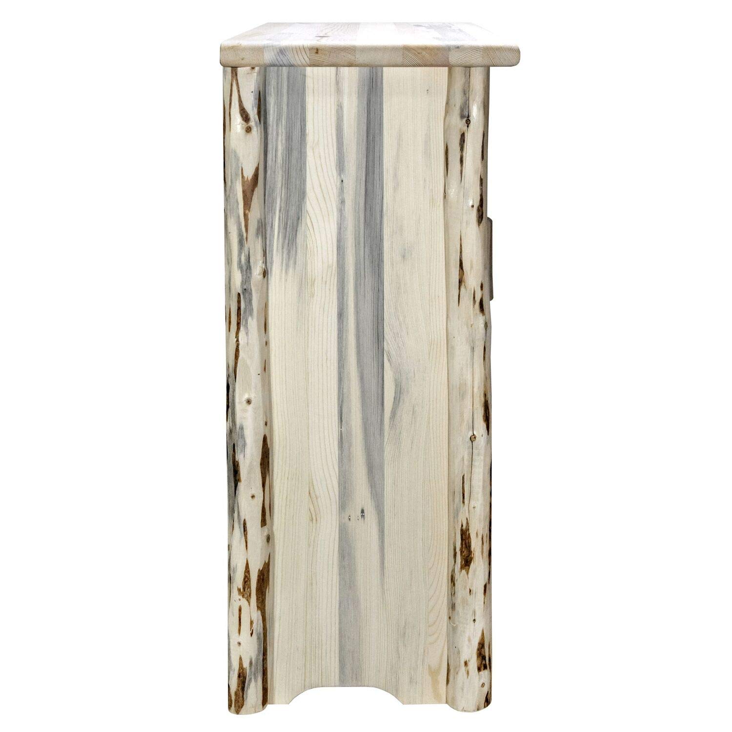 Montana Woodworks Accent Cabinet with Laser Engraved Bear Design - Left Hinged Unfinished Wood Side Table for Living Room, Bedroom, or Office Storage