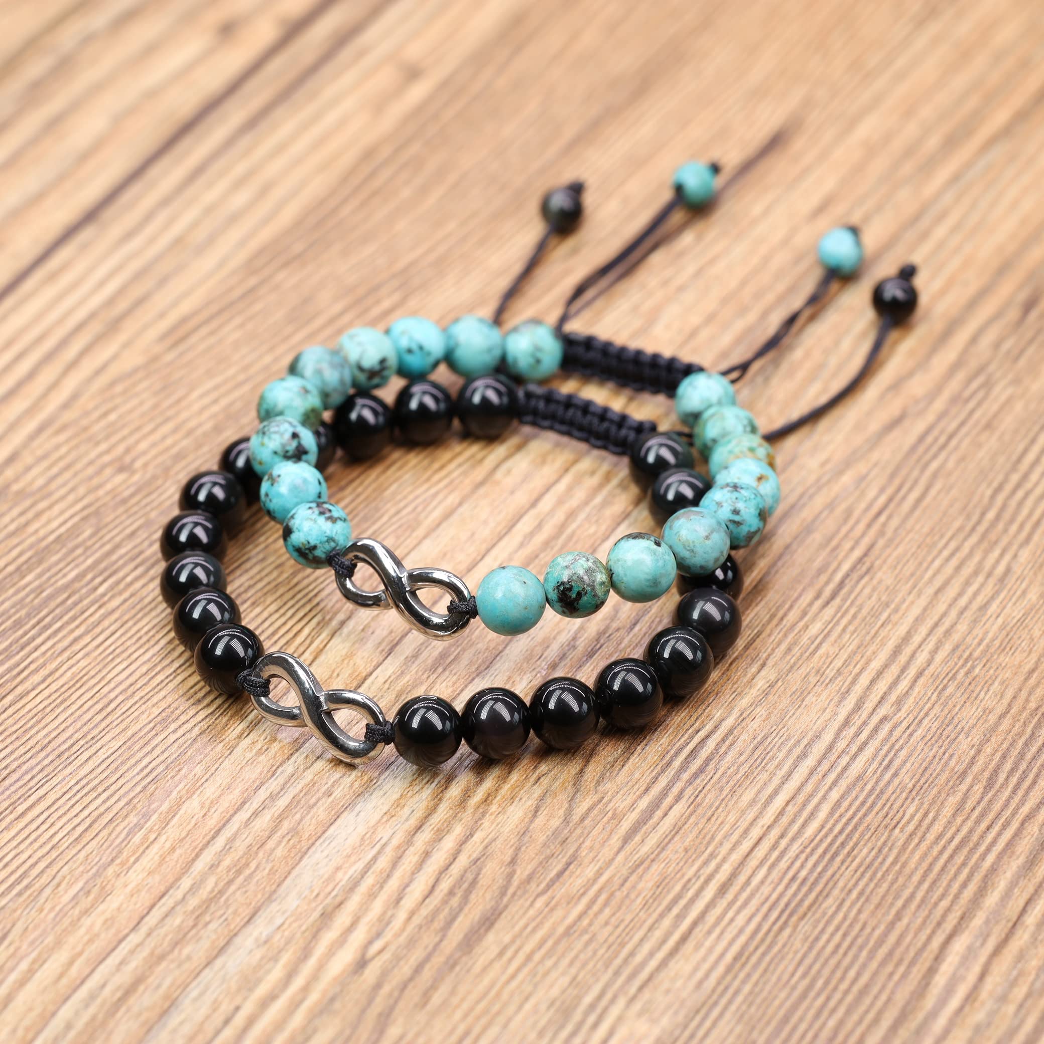 COAI Infinity His and Hers Stone Matching Couples Bracelets - Romantic Jewelry Gift for Couples, Anniversary, Wedding, Valentine's Day - Adjustable Unisex Bracelet Set for Him and Her