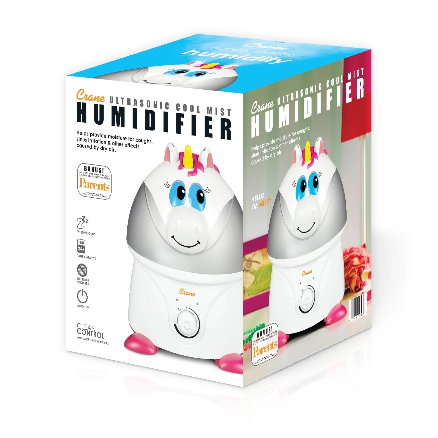 Adorable Cool Mist Humidifier for Baby Nursery & Bedroom - Quiet Ultrasonic Air Moisturizer with Night Light, Perfect for Dry Skin, Allergies & Better Sleep
