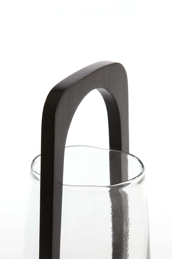 Anosy Small & Large Hurricane Candle Holder - Black, Natural Wood & Clear Glass Finish - Perfect for Home Decor, Wedding Centerpieces, and Romantic Ambiance