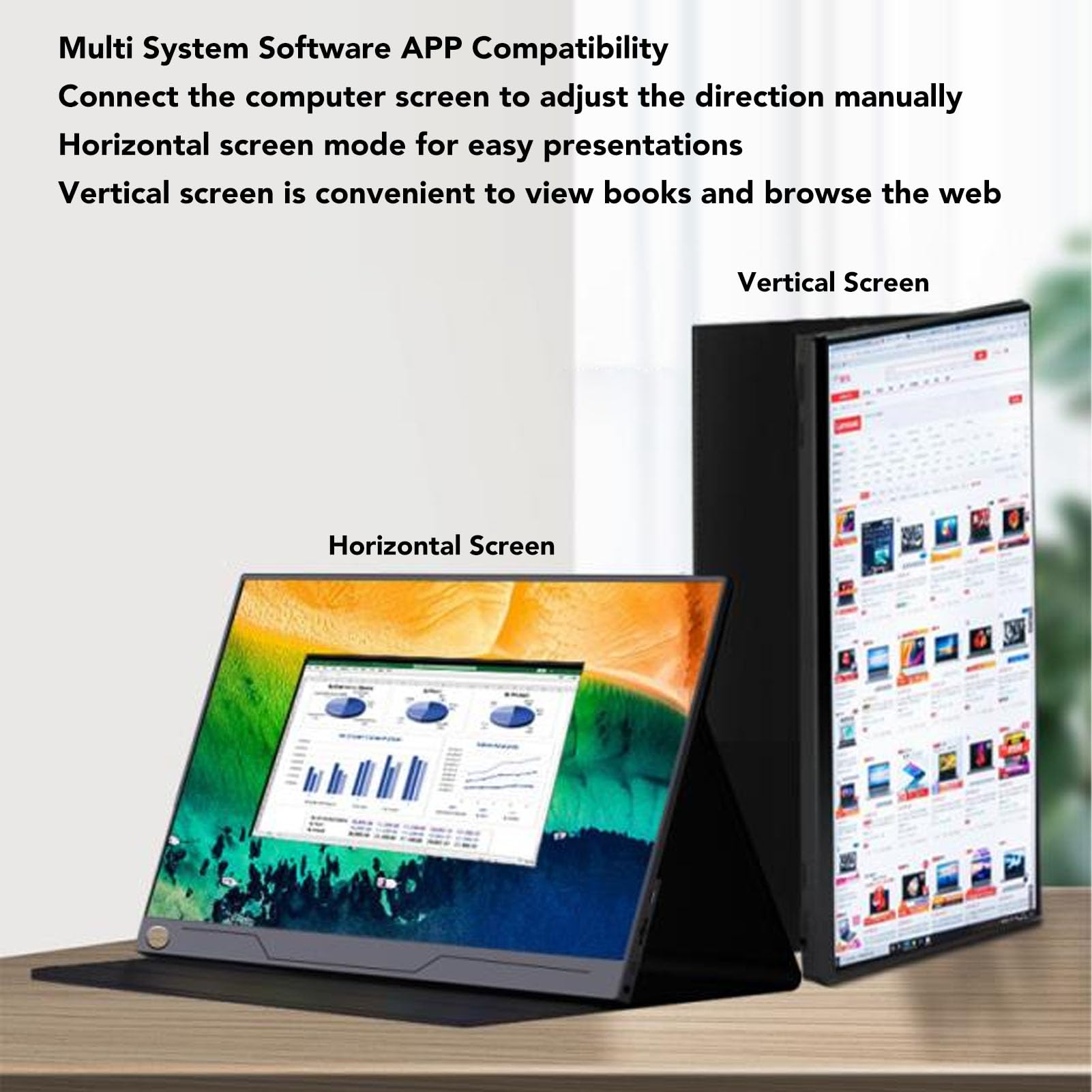 14 Inch Portable Monitor, 1080P HDMI External Second Screen, 16:9 IPS Display with Adjustable Stand & VESA Mount (75x75mm Standard Hole) - Perfect for Laptop Extensions, Gaming, and Office Work