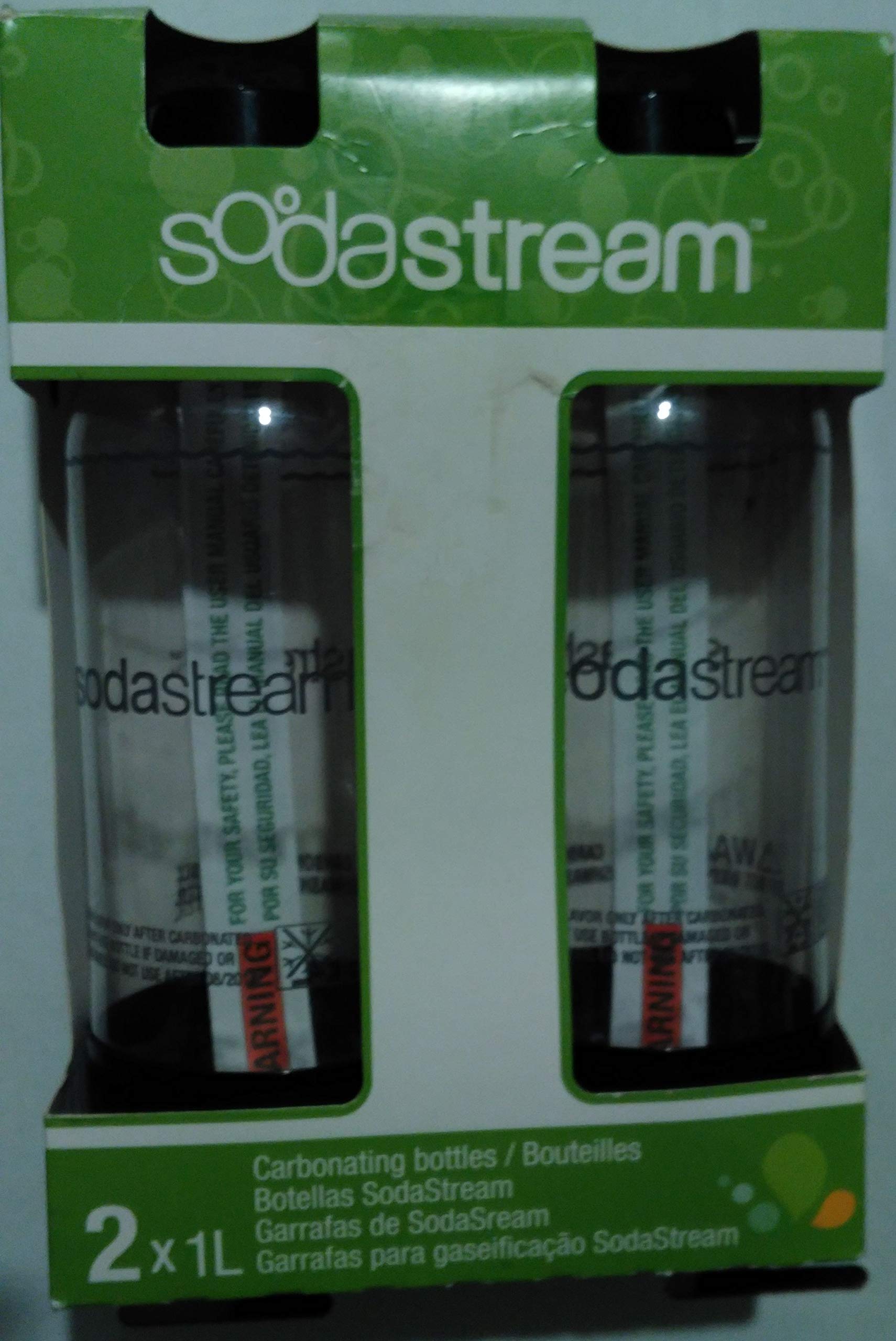 SodaStream 2-Pack 1L Carbonating Bottles - BPA-Free Sparkling Water Maker Accessories for Home & Office Use