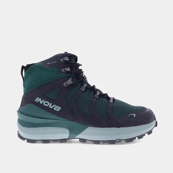 INOV8 Women's Roclite Pro Mid GTX Hiking Boots - Waterproof Dark Green/Black Trail Running Shoes for Outdoor Adventures & Mountain Climbing