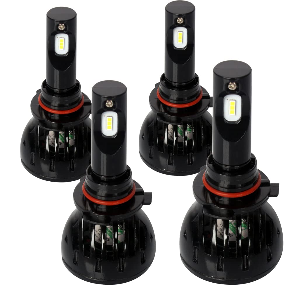 60W HB3 HB4 LED Headlight Bulbs - 6000K White Super Bright - Pack of 4 for Night Driving
