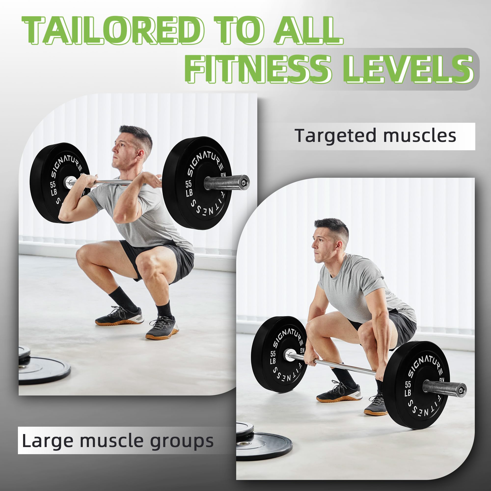 Olympic Bumper Plates 2 Inch - Weight Plates Set for Strength Training, CrossFit & Weightlifting - Pair, Full Set or Combo with 7FT Olympic Barbell - Perfect for Home Gym, Garage Workouts & Professional Training