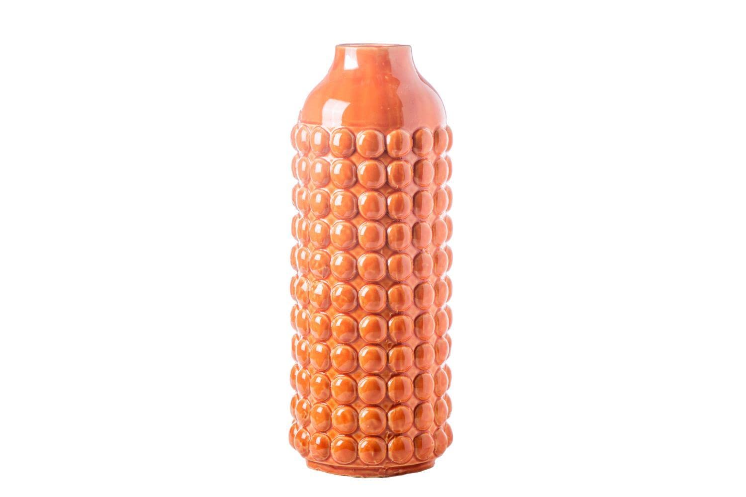 Handcrafted Ceramic Round Vase with Orange Glaze - Elegant Home Decor for Living Room, Dining Table & Wedding Centerpieces (Model 20694)
