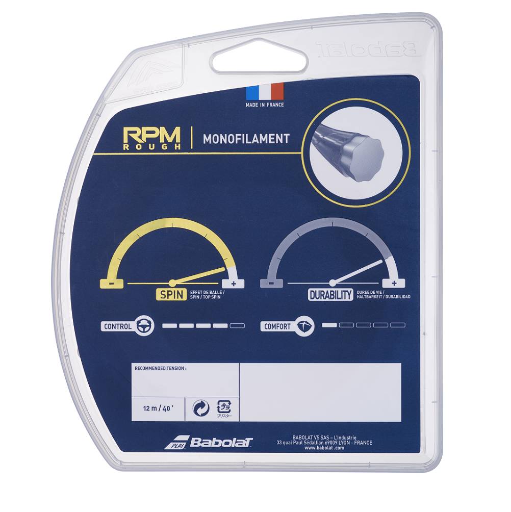 Babolat RPM Rough 16/1.30 Tennis String - High Performance Polyester Tennis Racket String for Spin & Control (Yellow) | Perfect for Competitive Players & Tournament Play