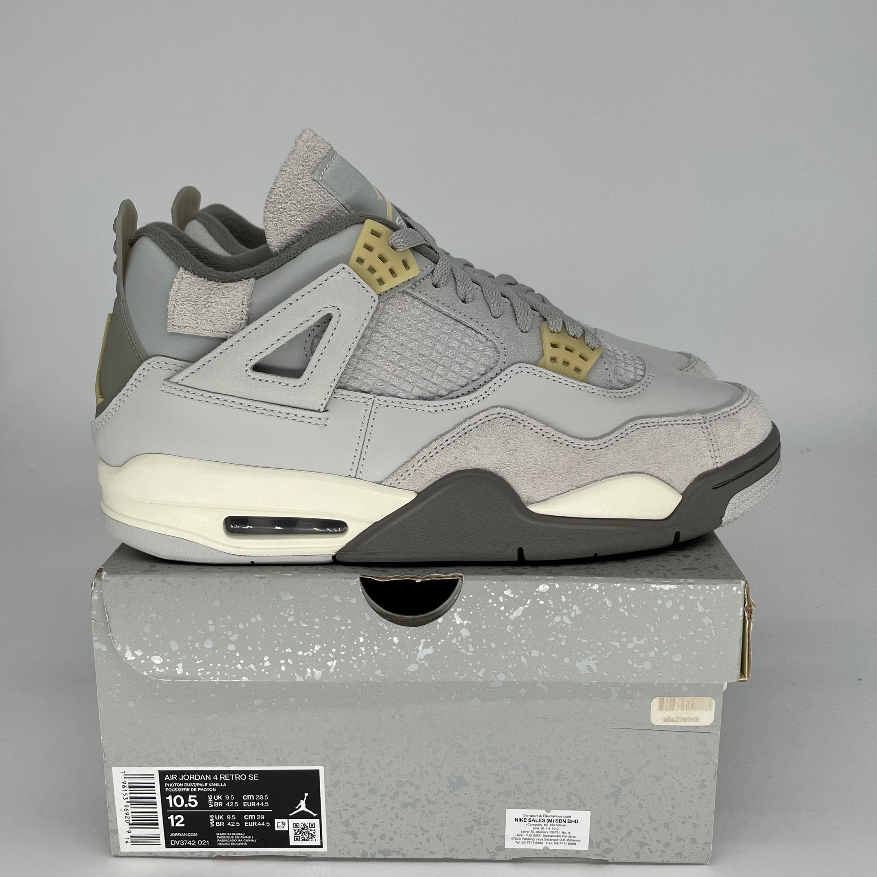 AIR JORDAN 4 CRAFT PHOTON DUST Sneakers - Men's Size 10.5/Women's Size 12W (DV3742-021) - Retro Basketball Shoes for Streetwear & Casual Fashion