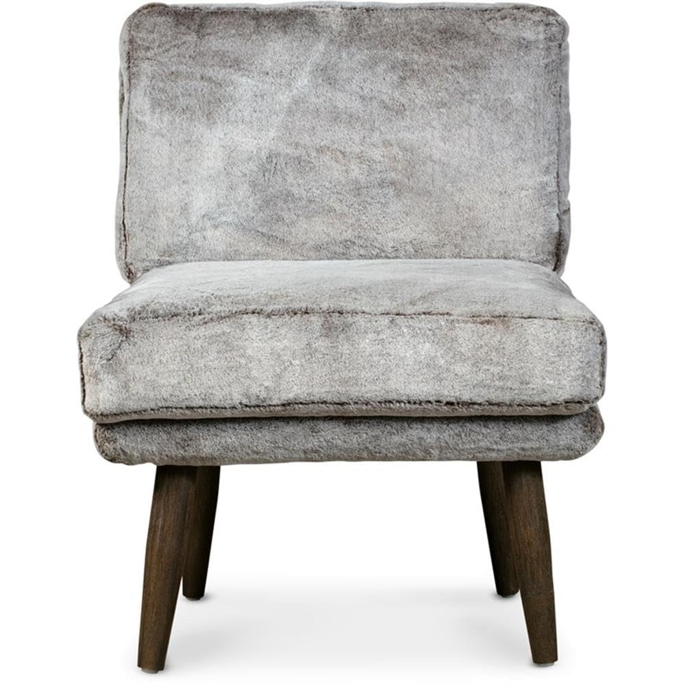 Elle Decor Sophie Armless Slipper Chair - Mink Brown Faux Fur Upholstery | Modern Accent Chair for Living Room, Bedroom & Home Office
