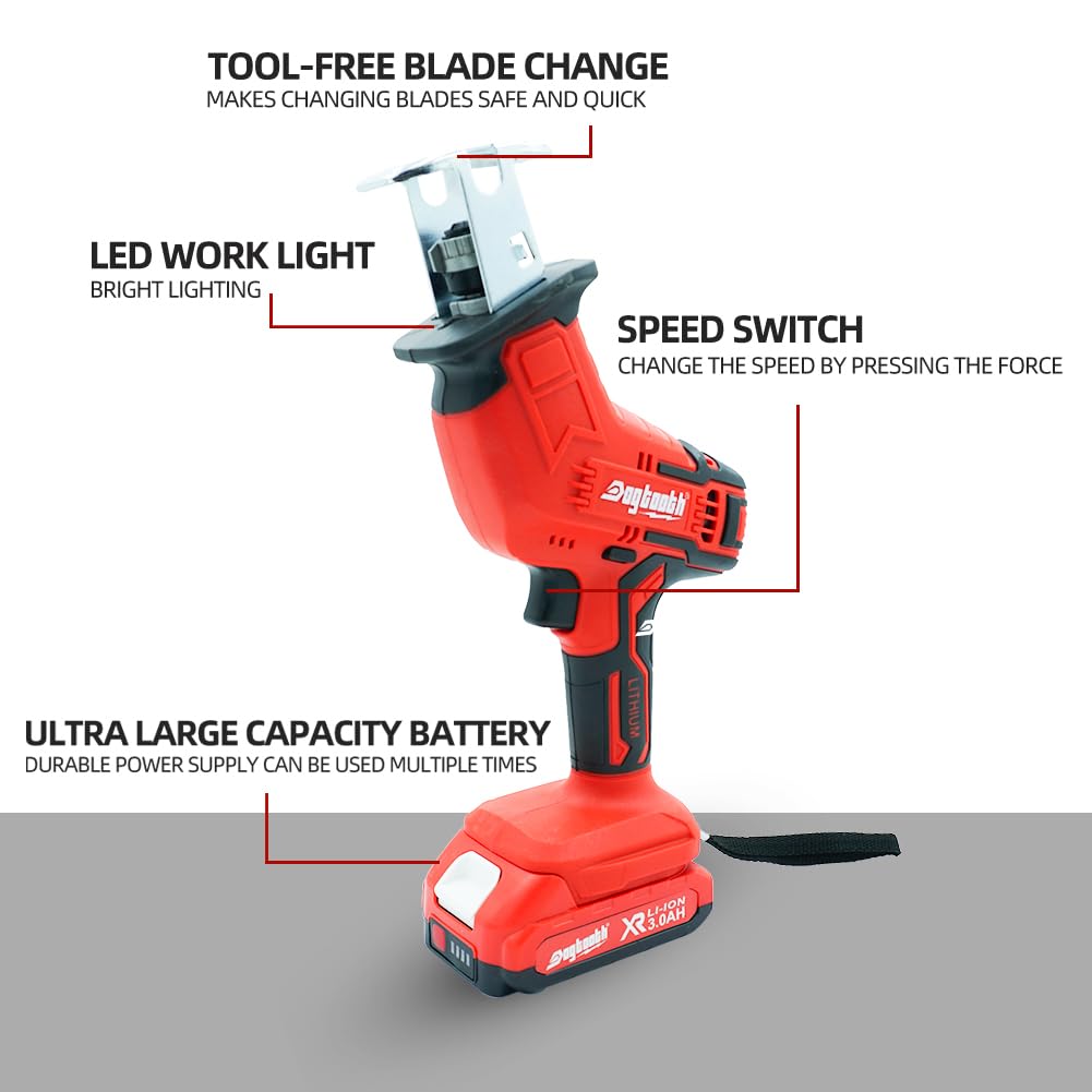 21V Cordless Saber Saw - Wood & Metal Cutter, Variable Speed for DIY Projects