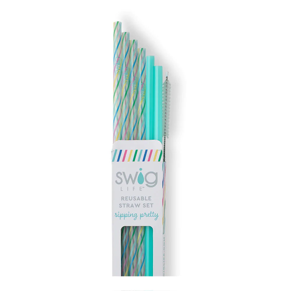 Eco-Friendly Rainbow & Aqua Reusable Stainless Steel Straw Set - Perfect for Smoothies, Iced Coffee & Home Parties
