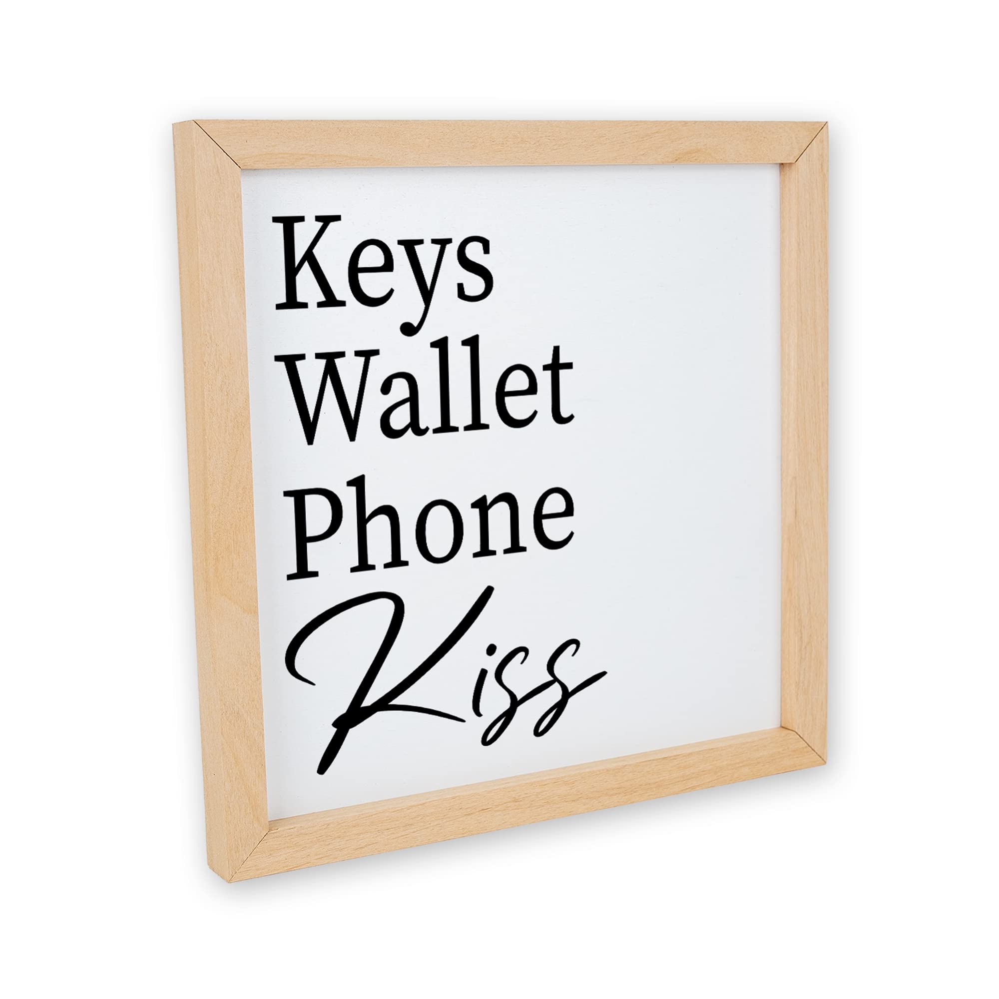 Farmhouse Welcome Home Sign - Rustic Wooden Wall Décor for Keys, Wallet & Phone - Made in USA (10x10 Inches) - Perfect for Entryway, Kitchen & Farmhouse Style Homes