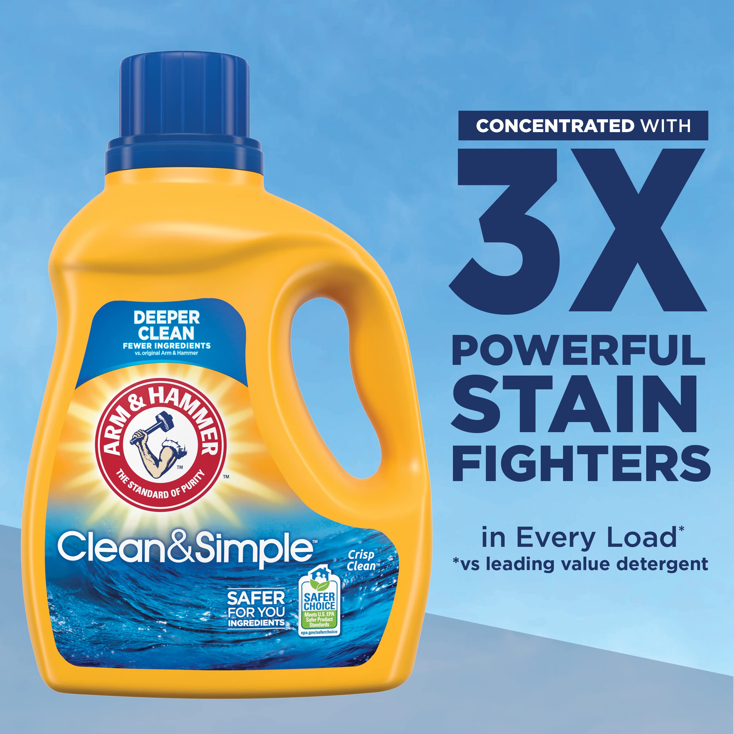 Arm & Hammer Clean & Simple Liquid Laundry Detergent - 77 Loads, 100.5 Fl oz | Gentle & Effective for All Fabrics | Perfect for Families, Sensitive Skin & Everyday Laundry