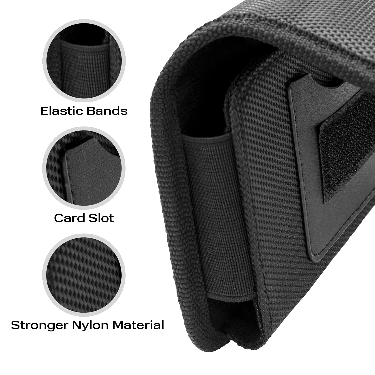 Durable Nylon Phone Holster for iPhone 15/14/13/12/11/XR & Samsung Galaxy S24/S23/S22 - Belt Clip Pouch with ID Card Slot (Compatible with Otterbox Commuter Case) | Perfect for Construction, Hiking, Running & Outdoor Activities